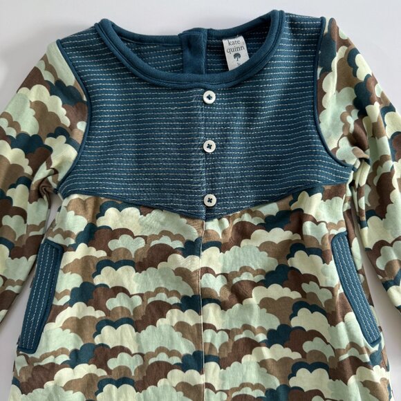 Kate Quinn Knit Dress | Long Sleeve, Cloud Print | Teal & Brown | 3T | NWT - Picture 4 of 5